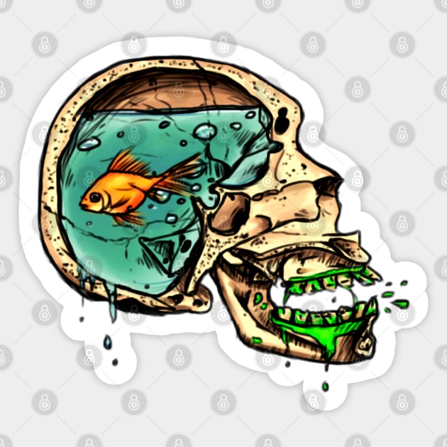 Aqua skull Sticker by NerdsbyLeo